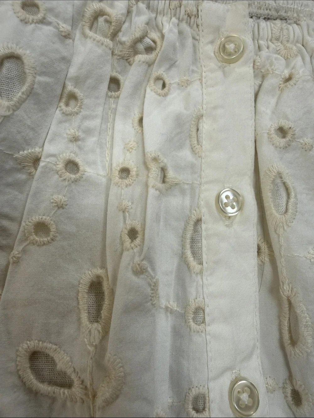 Zara White Eyelet Puff-Sleeve Crop Blouse